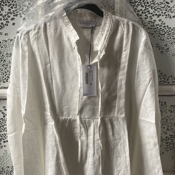 NWT Harshman White Long-Sleeve Tunic Dress linen